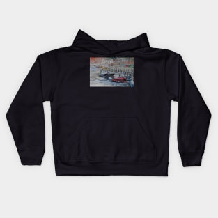 Boats in Whitby Harbour Kids Hoodie